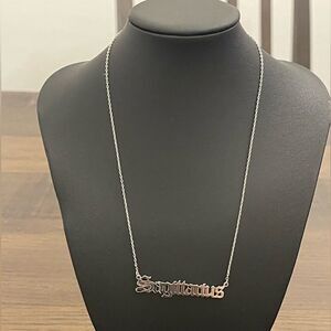 Silver Tone Zodiac Necklace Sagittarius